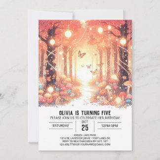 Elegant Whimsical Woodland Digitaler Geburtstag Einladung