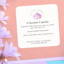 Elegant Whipped Cream Bakery Ingredient Quadratischer Aufkleber