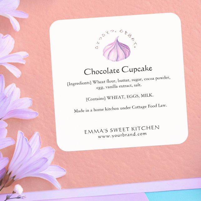 Elegant Whipped Cream Bakery Ingredient Quadratischer Aufkleber (Von Creator hochgeladen)