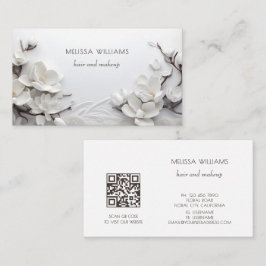 Elegant White 3D Magnolia Visitenkarte