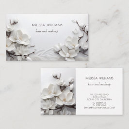 Elegant White 3D Magnolia Visitenkarte