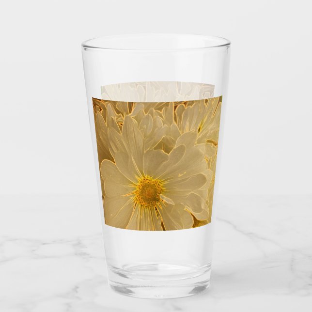 Elegant White Abstrakt Daisies Glas (Vorderseite)