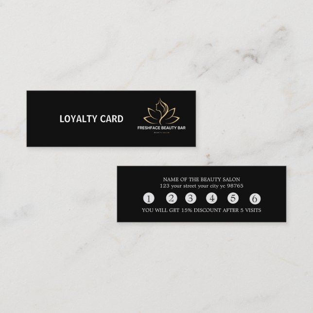 Elegant white and black beauty salon treuekarte (Vorne/Hinten)