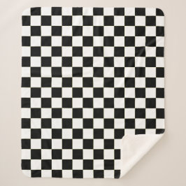 Elegant White and Black Square Pattern Sherpadecke