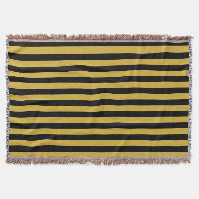 Elegant White and Black Striped Decke (Vorderseite)