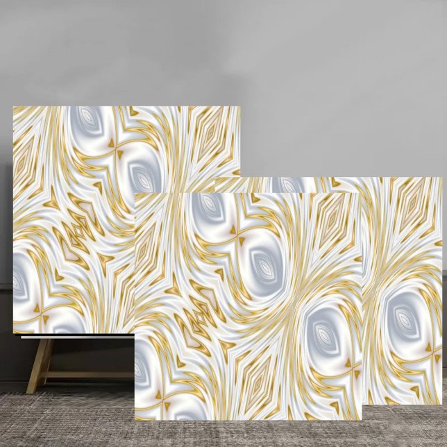 Elegant White and Gold Abstract Swirl Pattern Fliese (Von Creator hochgeladen)