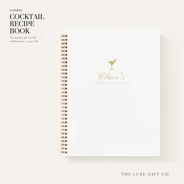 Elegant White and Gold Blank Cocktail Recipe Book Notizbuch (Von Creator hochgeladen)