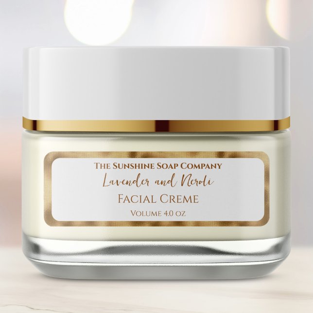 Elegant White and Gold Foil Cosmetics Jar Label (Von Creator hochgeladen)