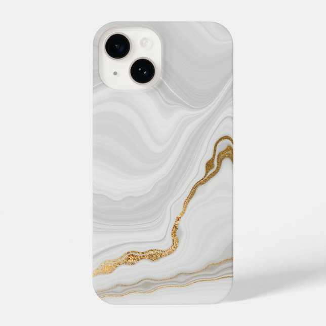 Elegant White And Gold Marble iPhone 14 Hülle (Rückseite)