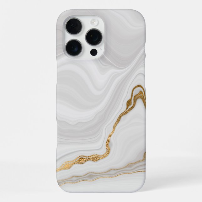 Elegant White And Gold Marble iPhone 16 Pro Max Hülle (Rückseite)