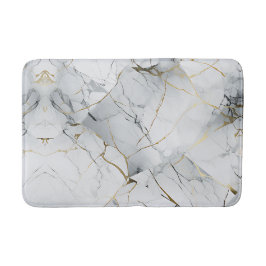 Elegant White and Gold Marbled  Badematte