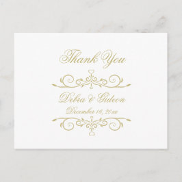 Elegant White and Gold Monogram Vielen Dank Postkarte