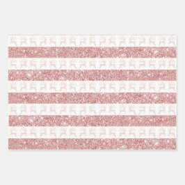 Elegant White and Rose Gold Glitzer Weihnachtsfest Geschenkpapier Set