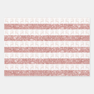 Elegant White and Rose Gold Glitzer Weihnachtsfest Geschenkpapier Set