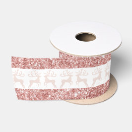 Elegant White and Rose Gold Glitzer Weihnachtsfest Satinband