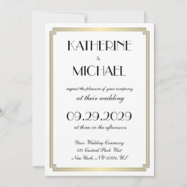 Elegant White Art Deco Wedding Invitations Einladung