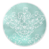 Elegant White auf Aquamarin Damask