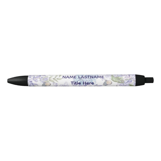 Elegant white BG & Blue flower custom  Kugelschreiber (Vorderseite)