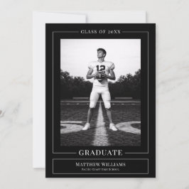 Elegant White & Black Graduate Announcement Einladung