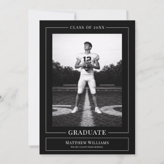 Elegant White & Black Graduate Announcement Einladung