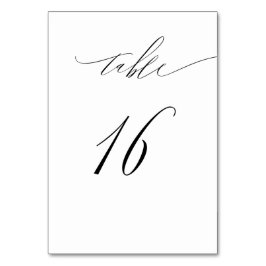 Elegant White Black Modern Script No. 16 Wedding Tischnummer