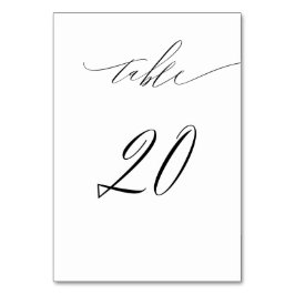 Elegant White Black Modern Script No 20 Wedding Tischnummer