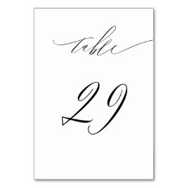 Elegant White Black Modern Script No. 29 Wedding Tischnummer