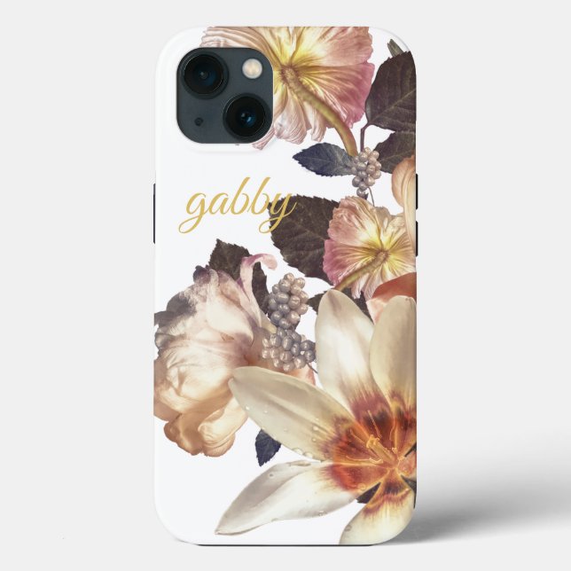 Elegant White Botanical Florals | Benutzerdefinier Case-Mate iPhone Hülle (Rückseite)