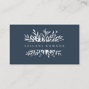 Elegant White Botanical Visitenkarte
