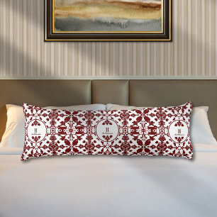 Elegant White Burgundy Royal Damask Custom Seitenschläferkissen