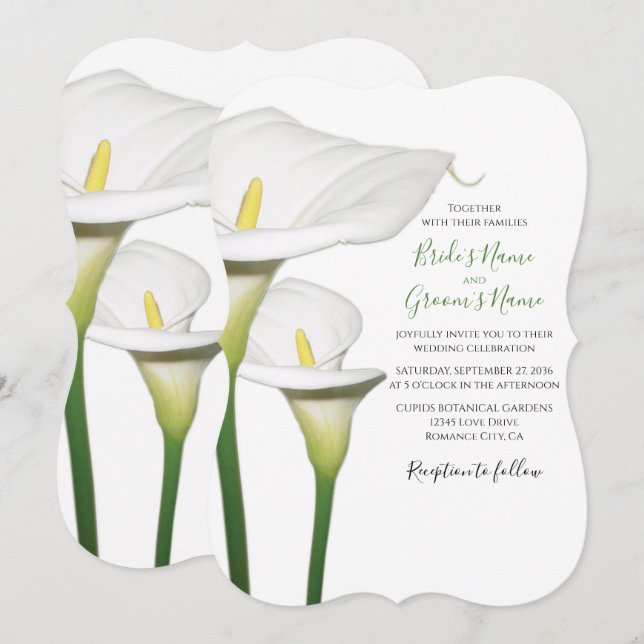 Elegant White Calla Lilies Wedding Einladungen (Vorne/Hinten)