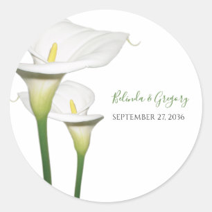 Elegant White Calla Lilies Wedding Runder Aufkleber