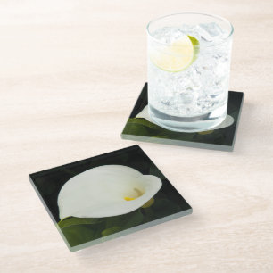 Elegant White Calla Lily Blumen Glasuntersetzer