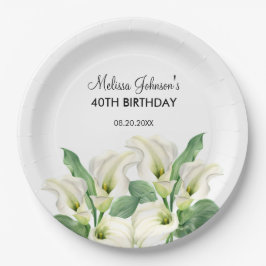 Elegant White Calla Lily Floral Geburtstag Pappteller