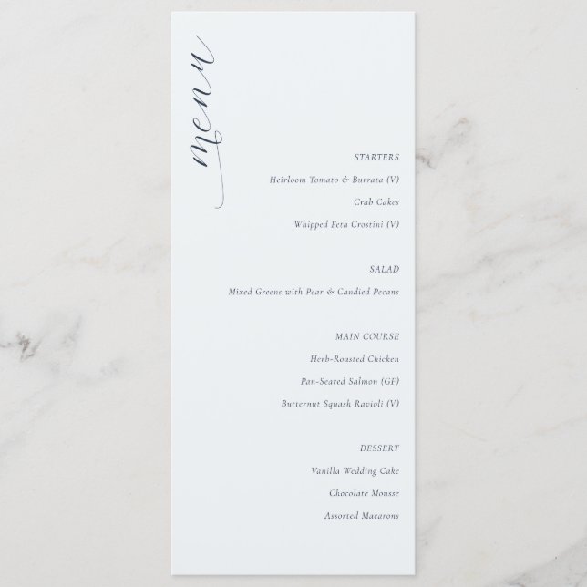 Elegant White Calligraphy Menu (Devant)