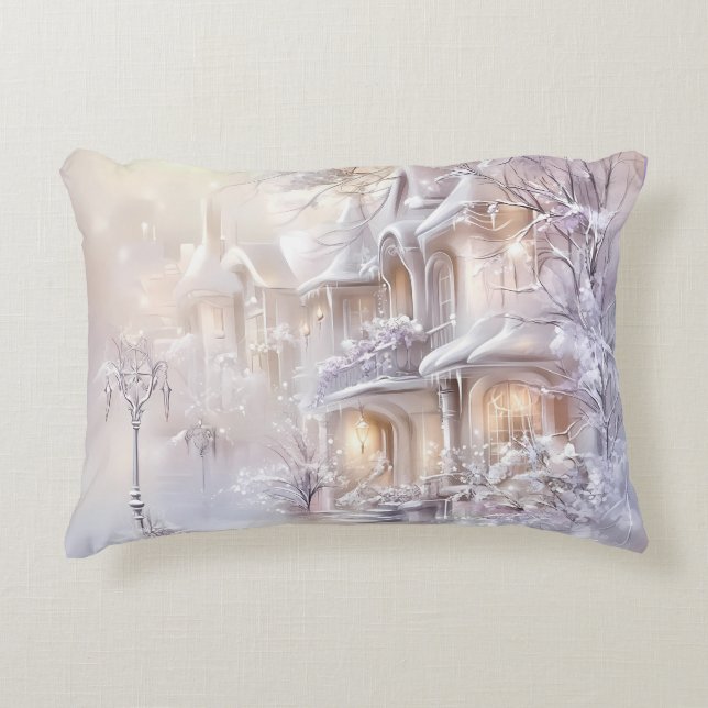 Elegant White Christmas Accent Pillow Dekokissen (Vorderseite)