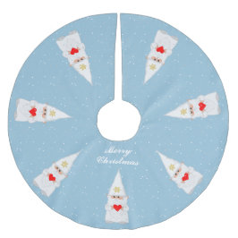 Elegant White Christmas Gnomes on Light Blue Polyester Weihnachtsbaumdecke