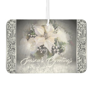Elegant White Christmas Poinsettia Autolufterfrischer