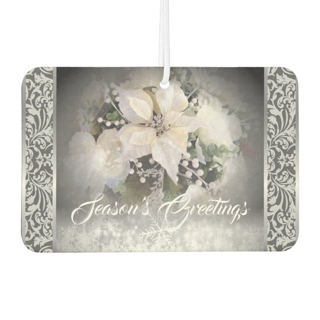 Elegant White Christmas Poinsettia Autolufterfrischer (Vorderseite)