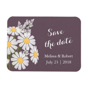 Elegant White Daisies Save the Date Wedding Magnet