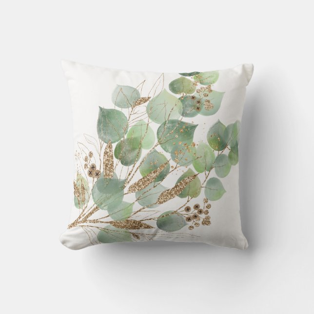 ELEGANT WHITE EUCALYPTUS CUSHION KISSEN (Vorderseite)