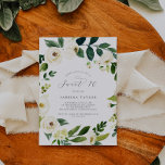 Elegant White Floral 16 . Geburtstag Geburtstag Einladung<br><div class="desc">Dieses elegante,  weiße,  florale 16 . Geburtstag-Geburtstagsfest lädt zu einer klassischen 16. Geburtstagsfeier ein. Das moderne Vintage Design besticht durch eine wunderbar romantische Elfenbein- und Cremefarben-Rose und Blume mit dunkelgrünen Blätter,  Grünpflanzen und Botanicalen.</div>