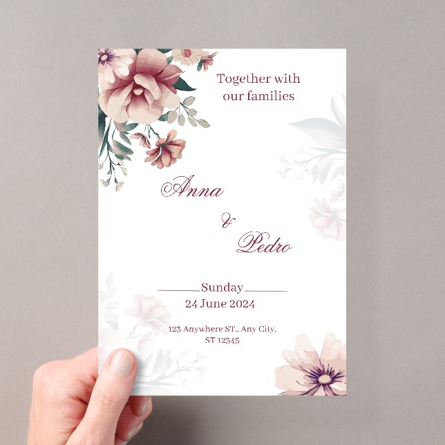 Elegant White Floral Acrylic Wedding Invitation Acryleinladungen (Insitu (Handheld))