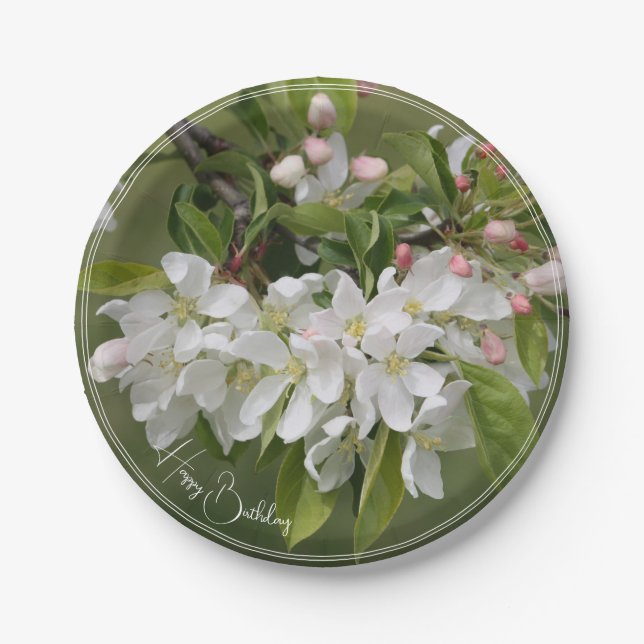Elegant White Floral Bloom Pappteller (Vorderseite)