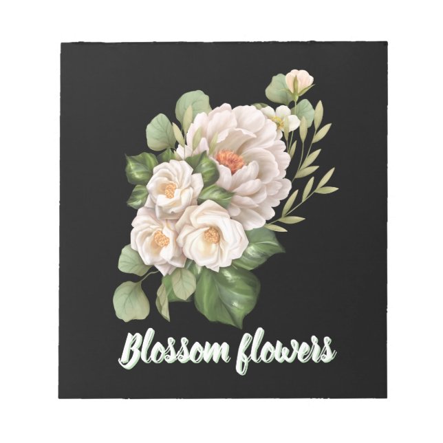 Elegant white floral bouquet with green leaves notizblock (Vorderseite)