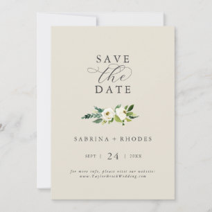 Elegant White Floral Champagner Save the Date