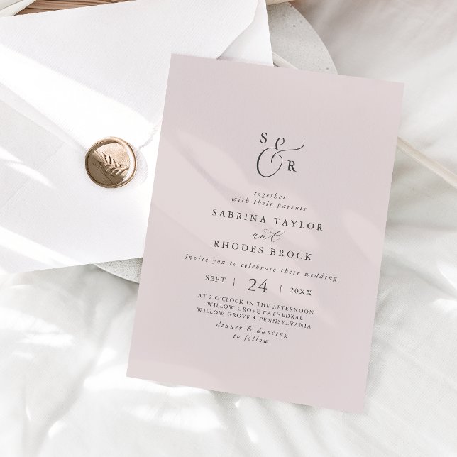 Elegant White Floral Coordinated | Blush Wedding Einladung (Von Creator hochgeladen)