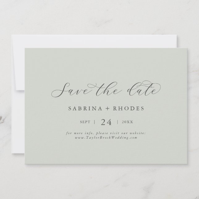 Elegant White Floral Coordinated | Sage Green Save The Date (Vorderseite)
