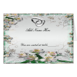 Elegant White Floral Folded Table Place Card
