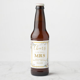 Elegant white Floral Future Mrs. Brautparty Bierflaschenetikett